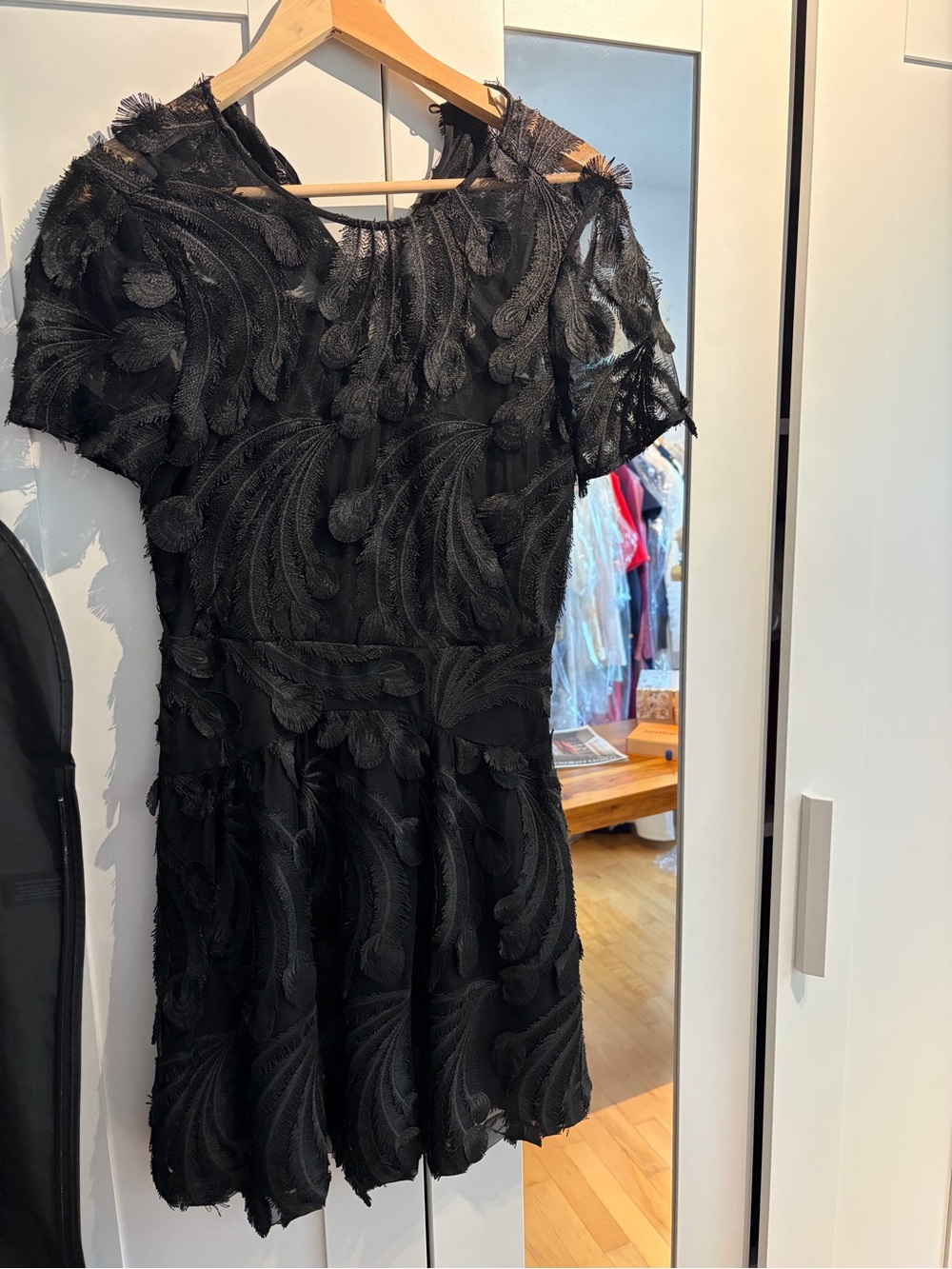 Michael Kors Black Textured Mini Dress with Appliqué